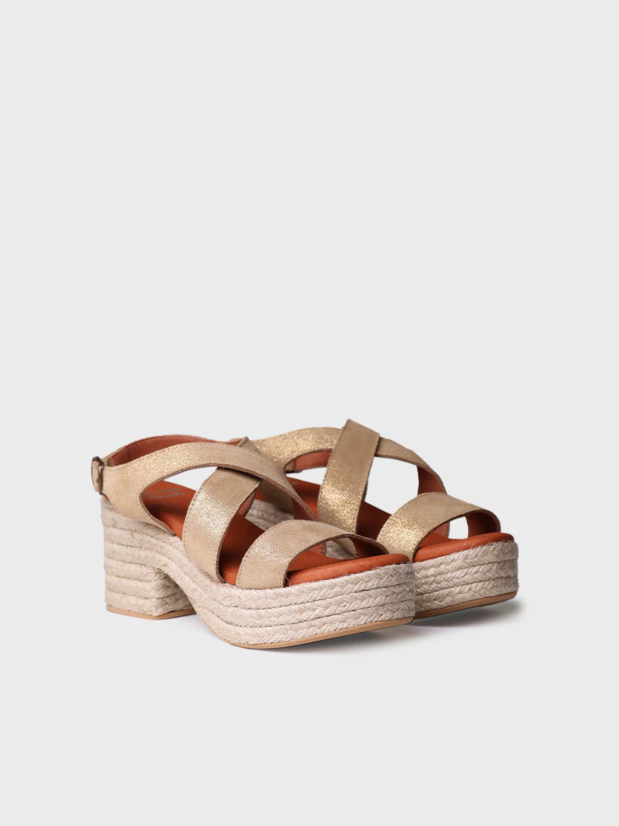 Alpargata de tacón ancho en piel para mujer  | ASTRID - Image 2