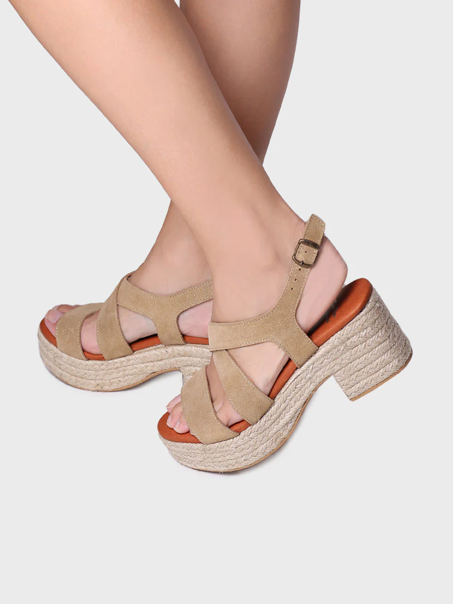 Alpargata de tacón ancho en piel para mujer  | ASTRID - Image 4