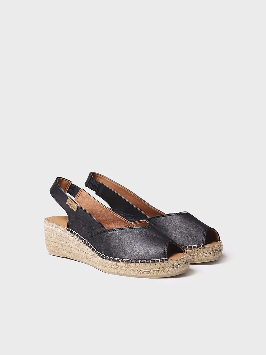 Alpargata peep toe de mujer con cuña en piel  | BERNIA-P - Image 3