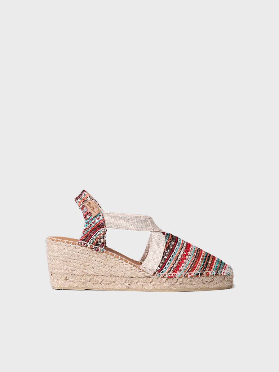 Alpargata de cuña media en tejido multicolor  | TERRA-CH