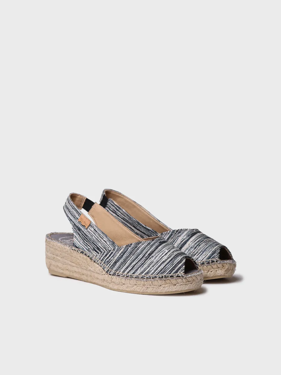 Alpargata peep toe de mujer con cuña y tejido rayado | BERI-RG - Image 3