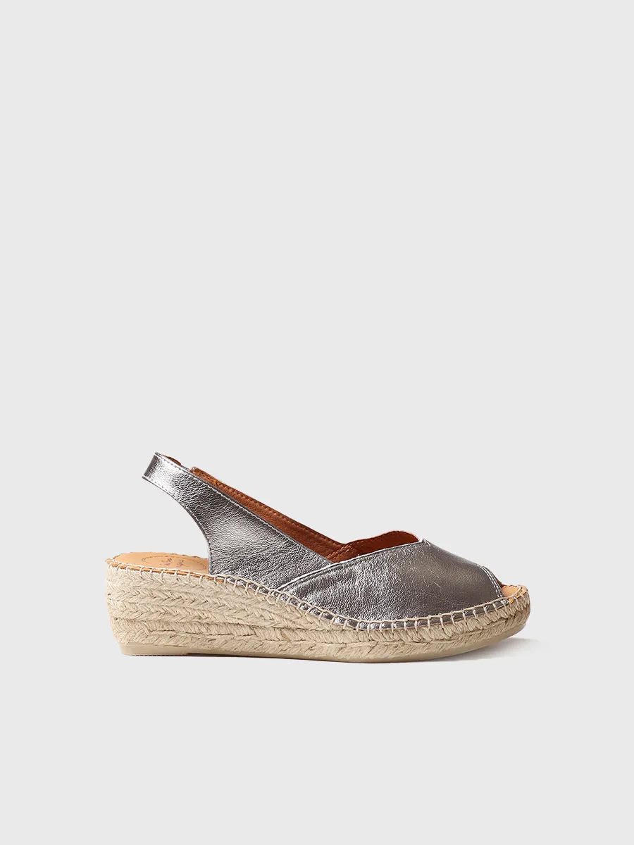Alpargata peep toe de mujer con cuña en piel | BERNIA-P