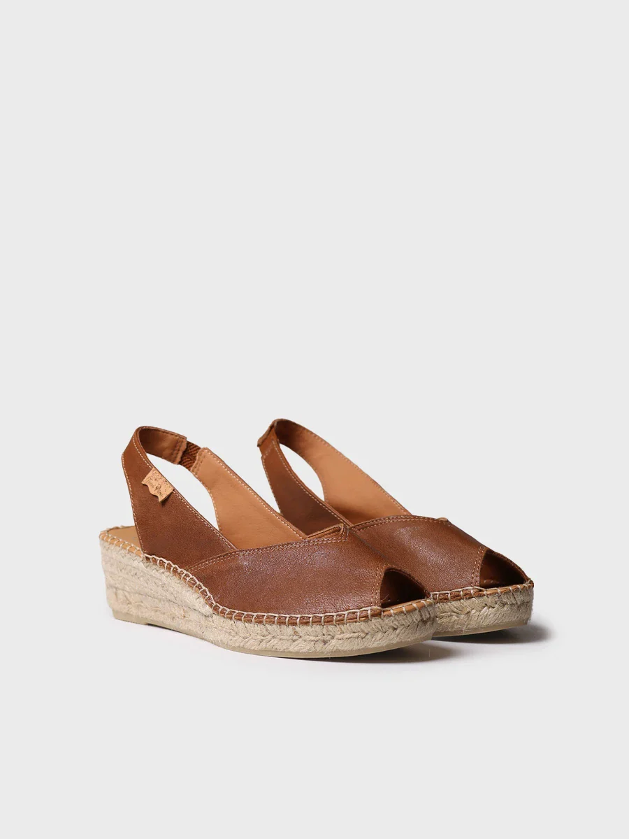 Alpargata peep toe de mujer con cuña en piel | BERNIA-P - Image 3