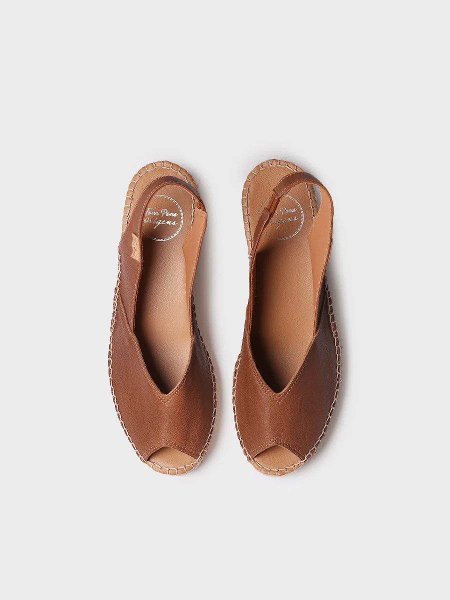 Alpargata peep toe de mujer con cuña en piel | BERNIA-P - Image 4