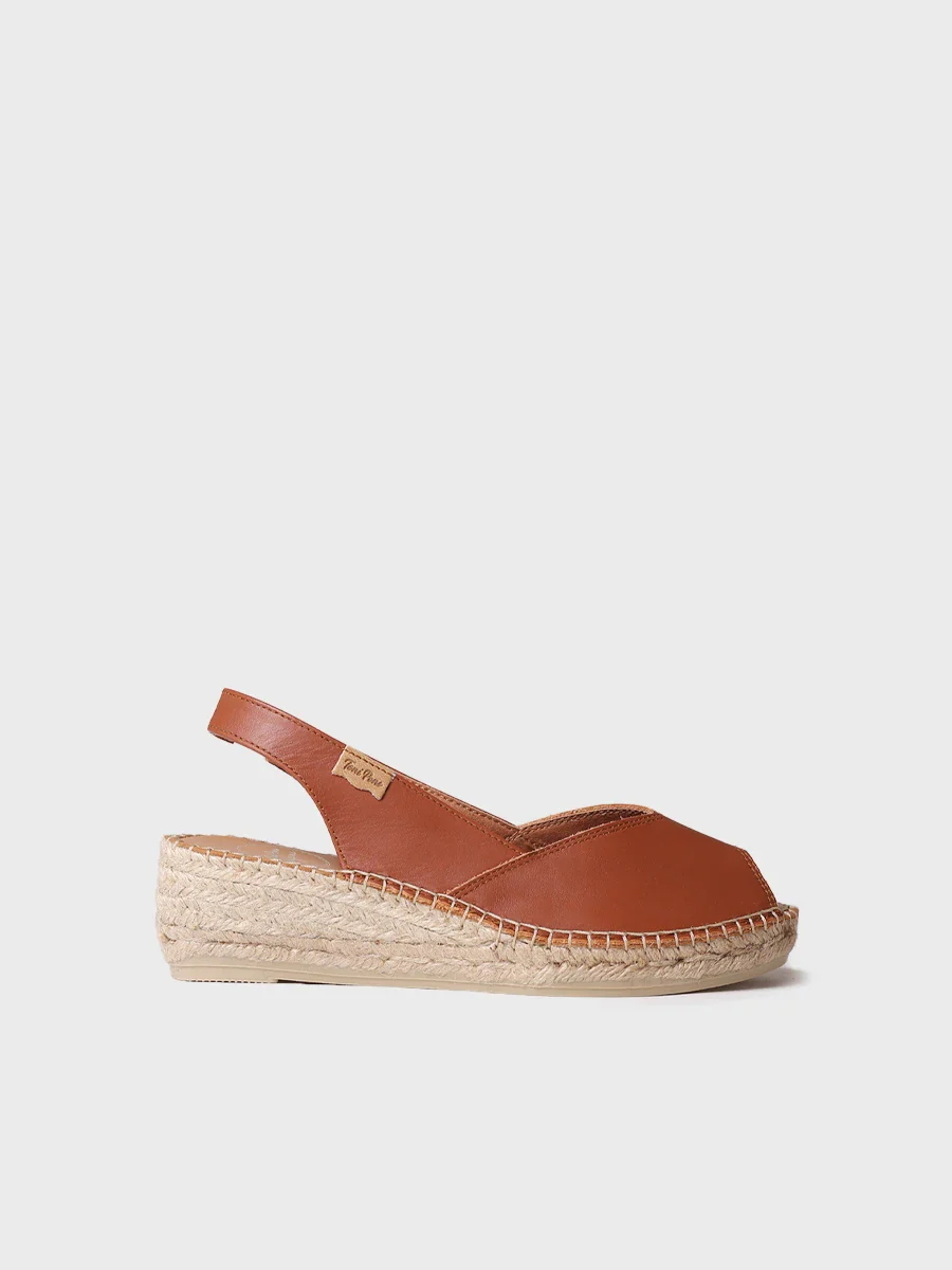 Alpargata peep toe de mujer con cuña en piel | BERNIA-P