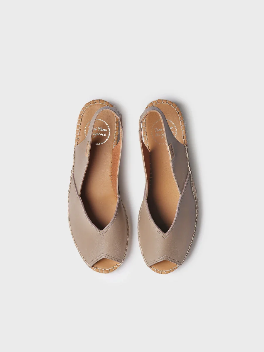 Alpargata peep toe de mujer con cuña en piel | BERNIA-P - Image 3