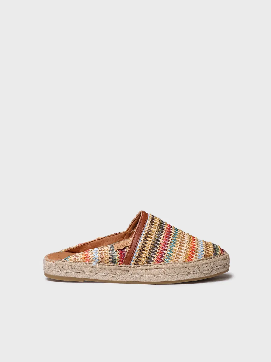 Alpargatas tipo mule de mujer en rafia multicolor | DENISE-NM