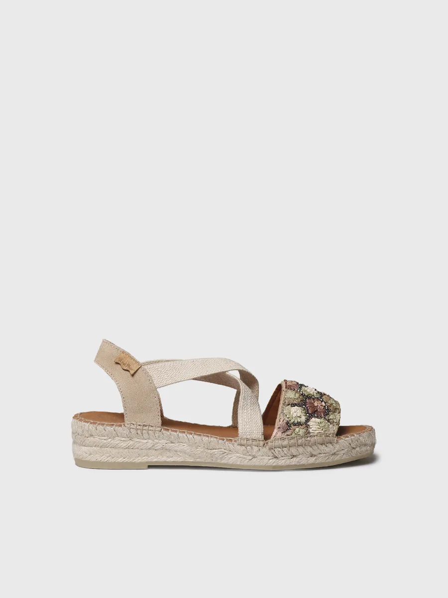 Alpargatas de cuña baja de mujer en rafia multicolor | EIDER-FS