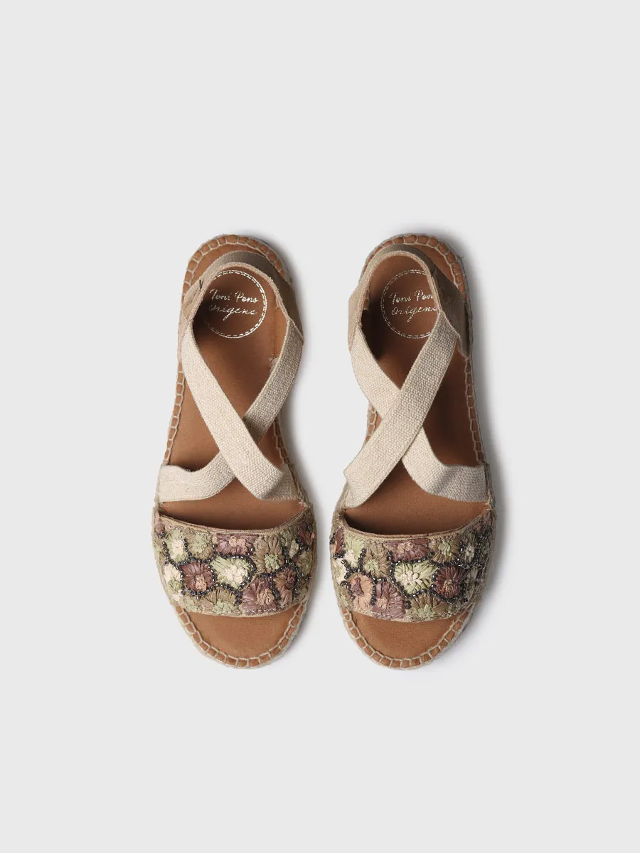 Alpargatas de cuña baja de mujer en rafia multicolor | EIDER-FS - Image 3