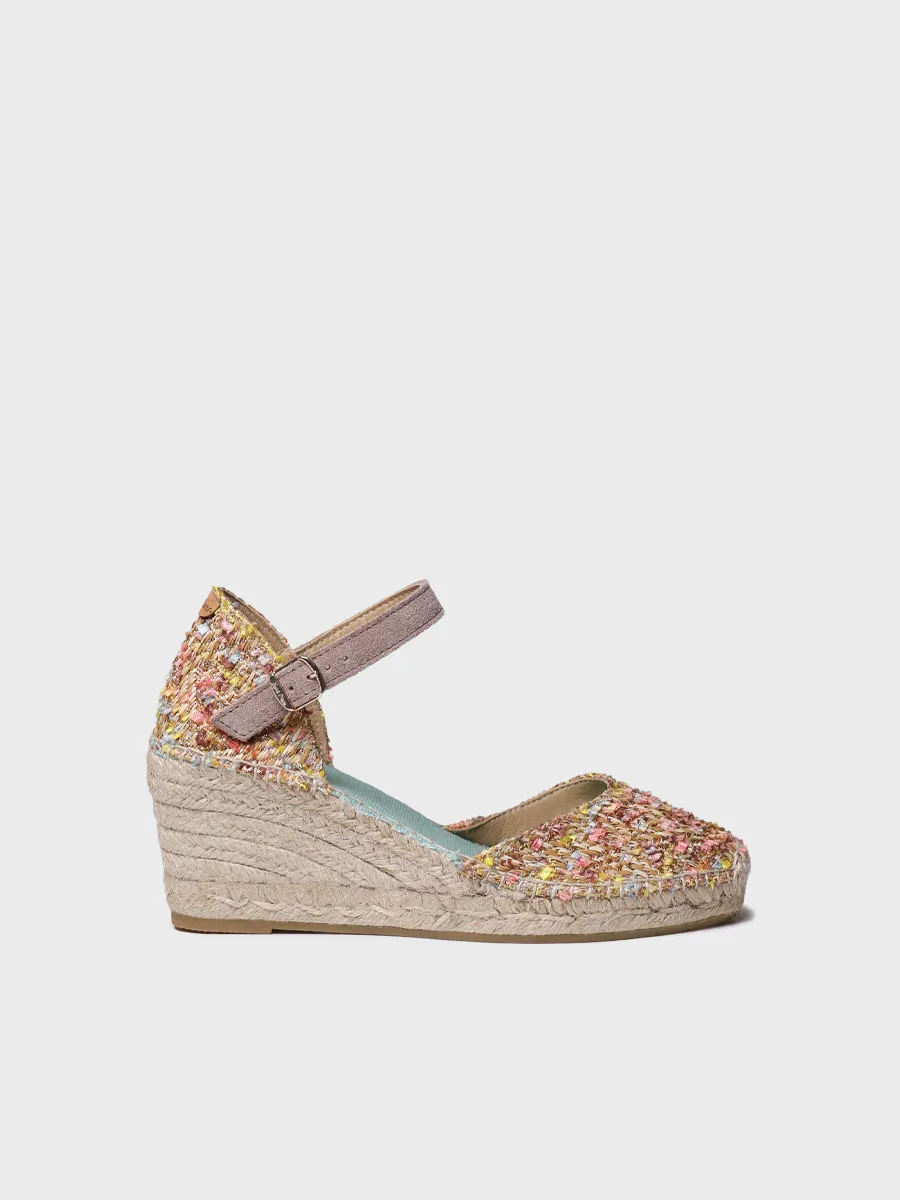 Alpargata de mujer con cuña en tejido multicolor | JANEL-CO
