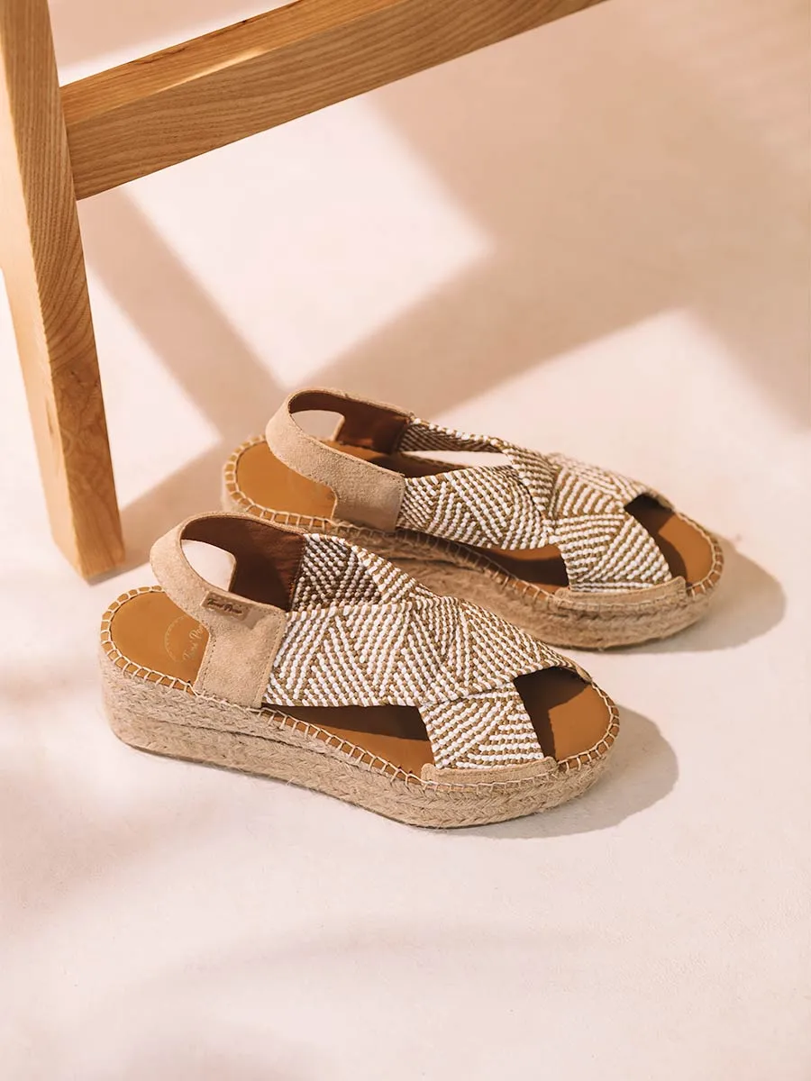 Alpargata de mujer con cuña y tiras elásticas multicolor | MASAI