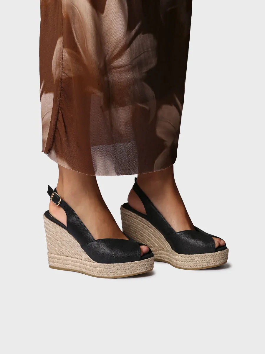 Alpargata peep toe alta de mujer en piel con cuña | OPRAH - Image 4
