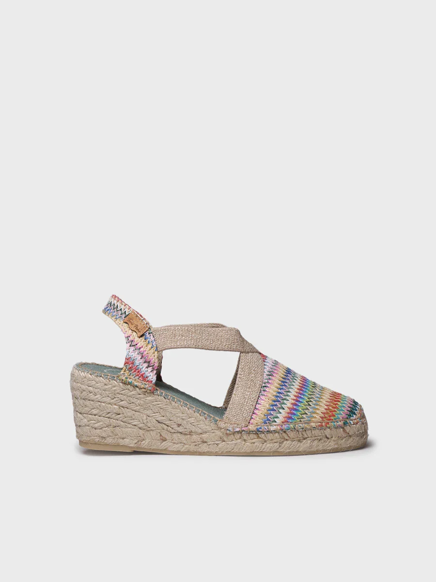 Alpargata de cuña media en rafia multicolor | TERRA-MH