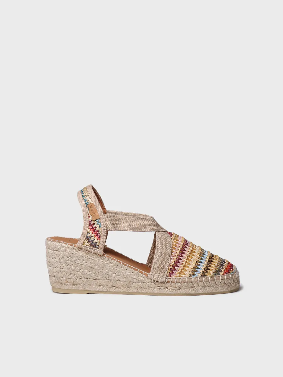 Alpargata de cuña media en rafia multicolor | TERRA-NM