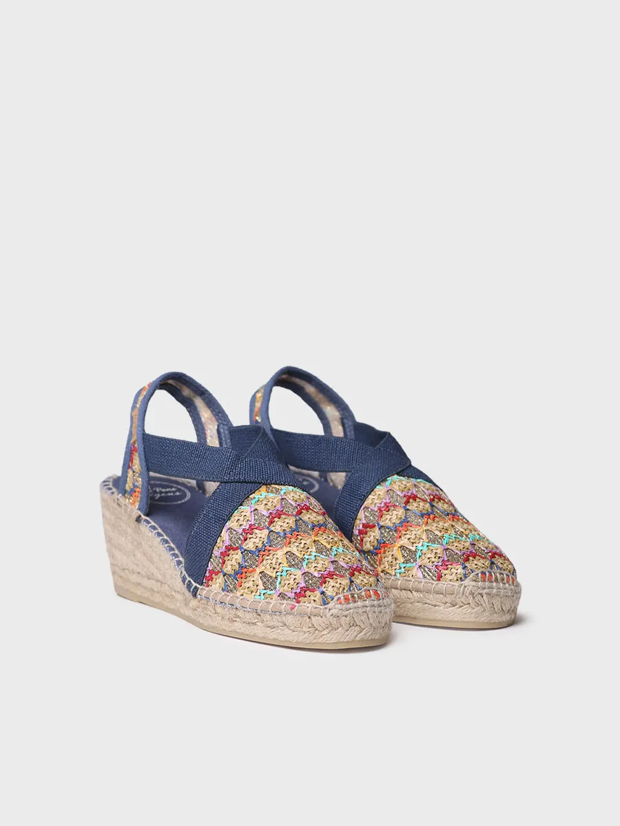 Alpargata vegana de mujer en tejido multicolor con cuña | TERRA-TT - Image 3