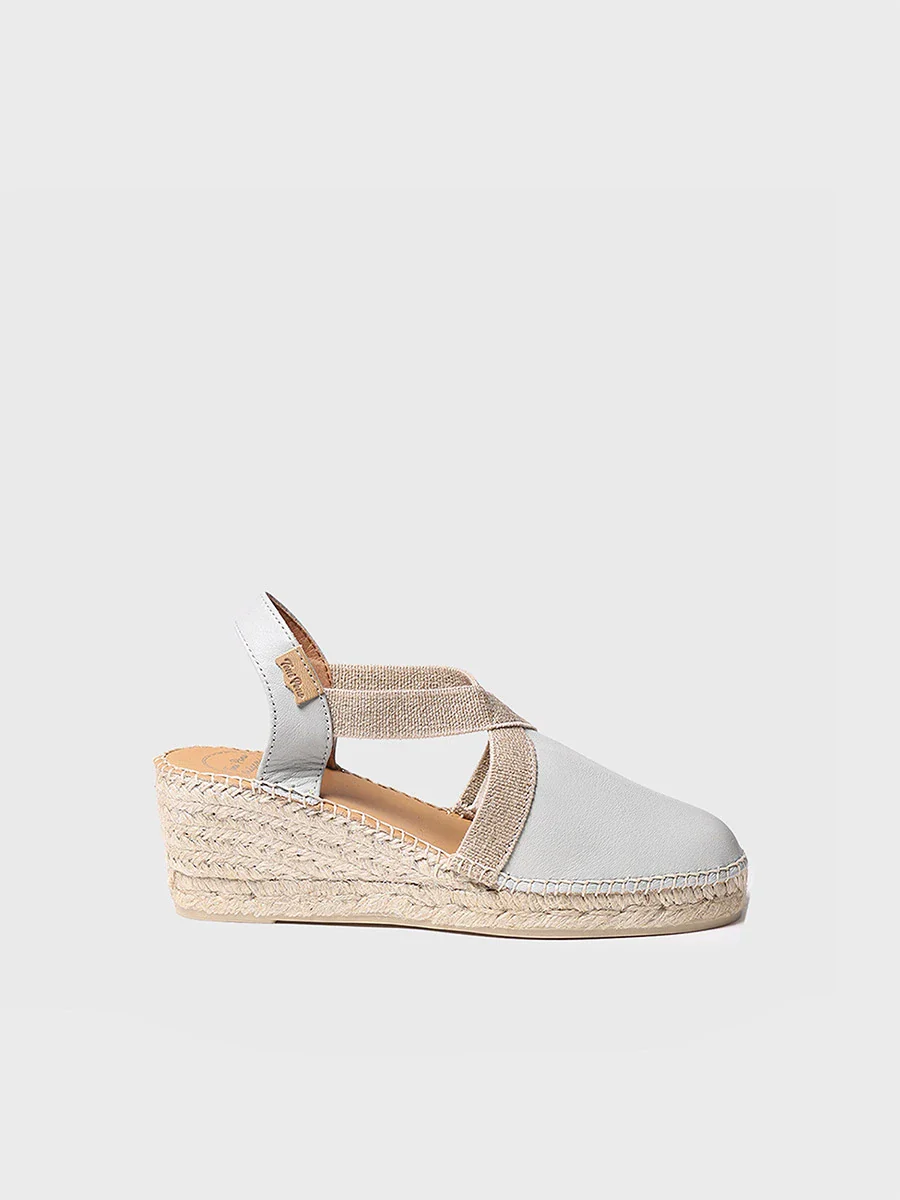 Alpargata de piel con cuña media para mujer | TOSSA