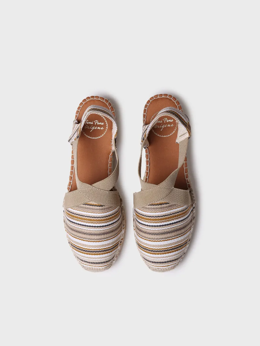 Alpargata vegana de mujer en algodón a rayas con cuña | VINAROS - Image 3