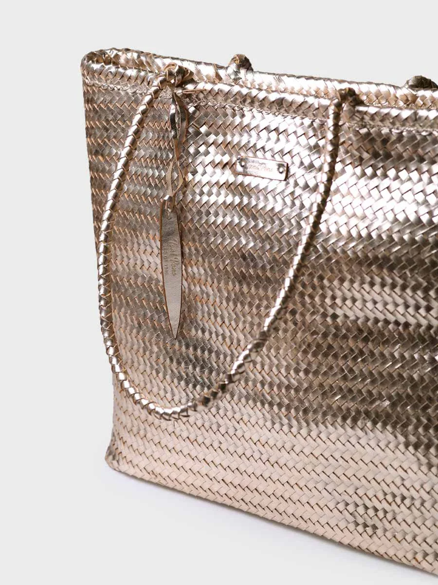 Bolso shopper en cuero trenzado con bolsillo interior | SIMONA - Image 3