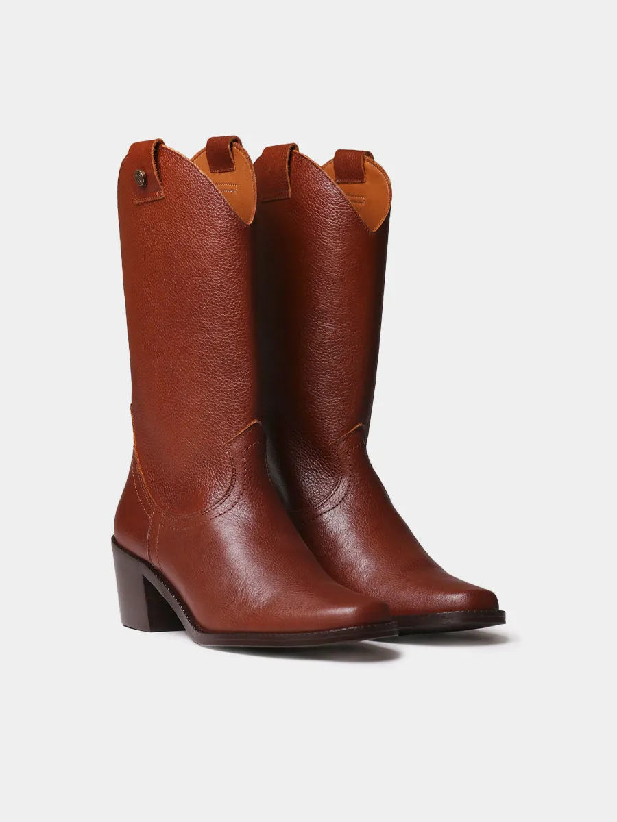 Botines de mujer cowboy en piel con tacón | UBEDA - Image 3
