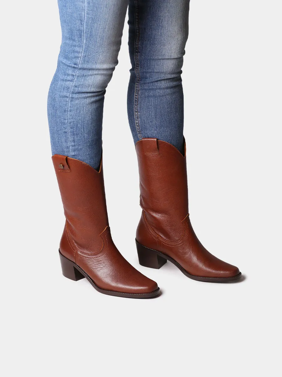 Botines de mujer cowboy en piel con tacón | UBEDA - Image 5