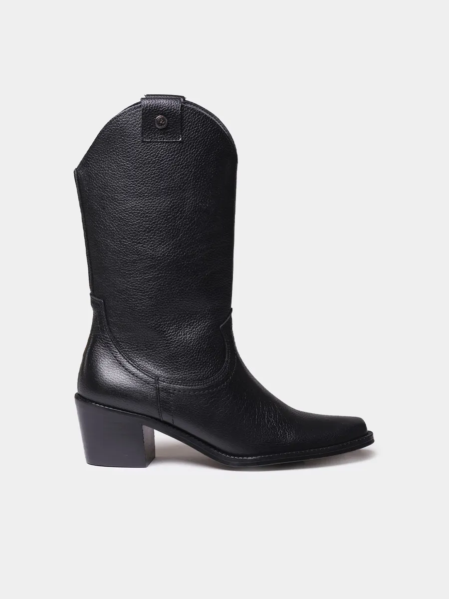 Botines de mujer cowboy en piel con tacón | UBEDA