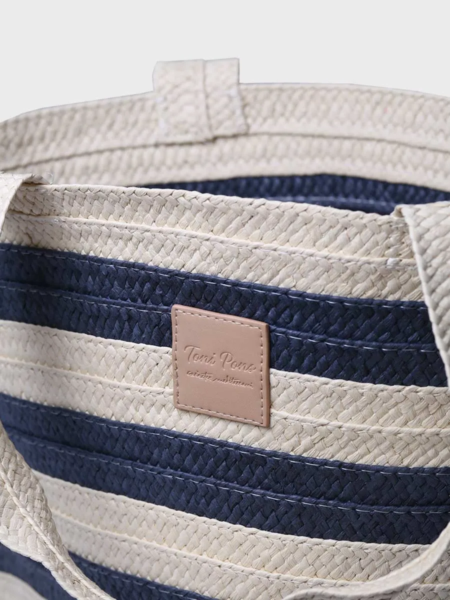 Bolso grande de mujer en rafia con rayas marineras | DESI - Image 4