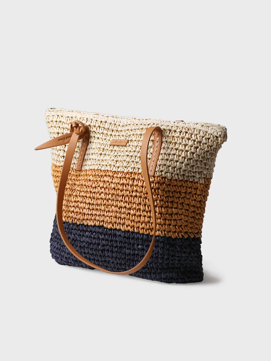 Bolso shopper en rafia de papel con cremallera | DORA - Image 3