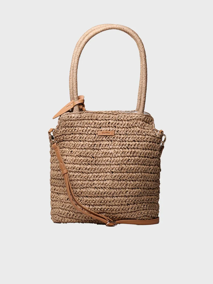 Bolso de rafia de papel con tira removible | DOROTHY - Image 3