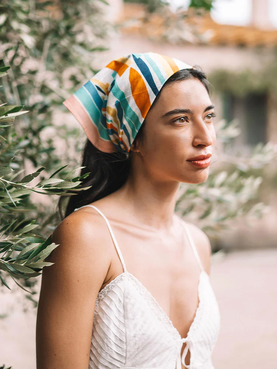 Fular de algodón estampado multicolor | FABIOLA
