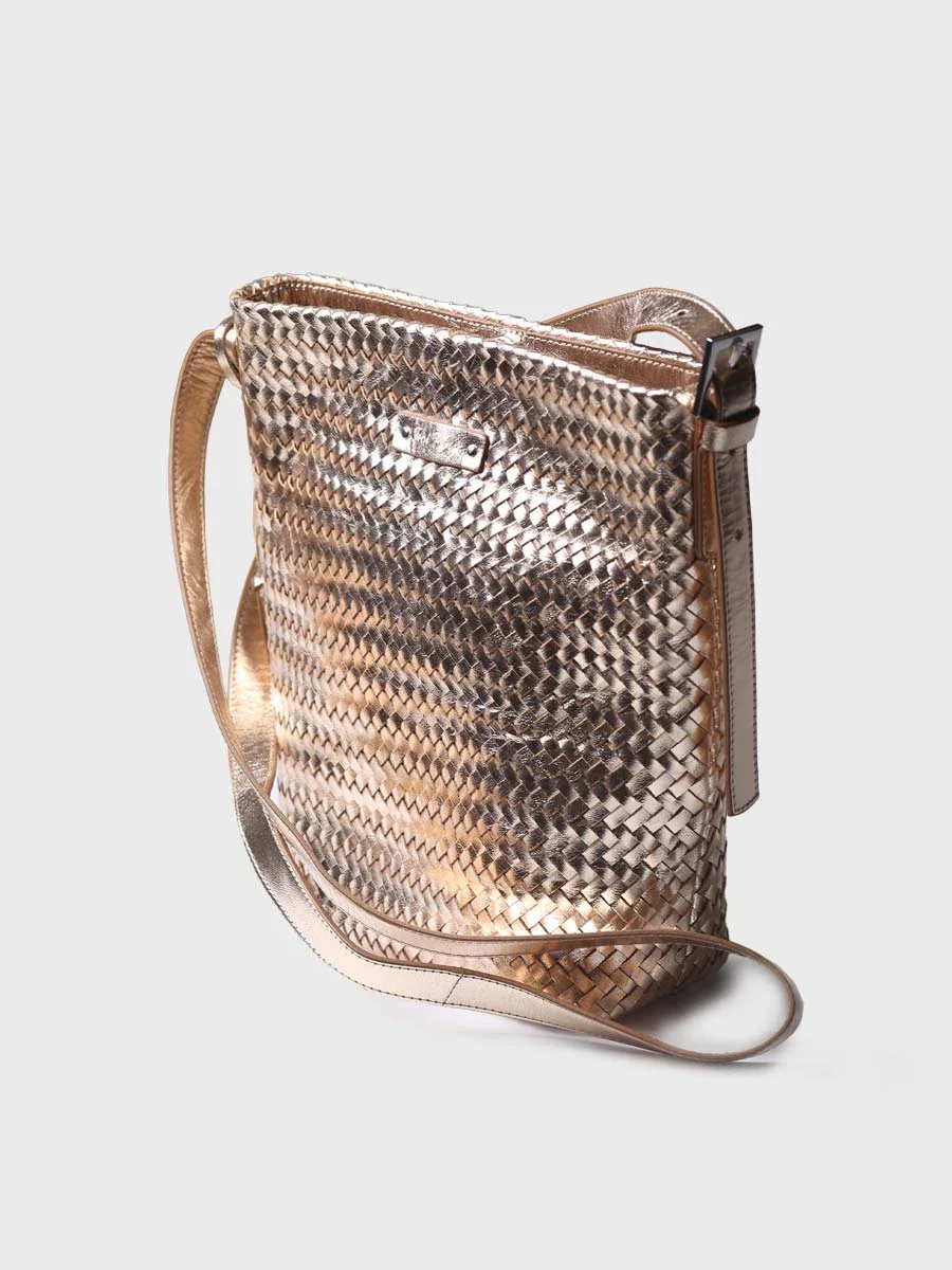Bolso bombonera en cuero trenzado con tira ajustable | SALLY - Image 2