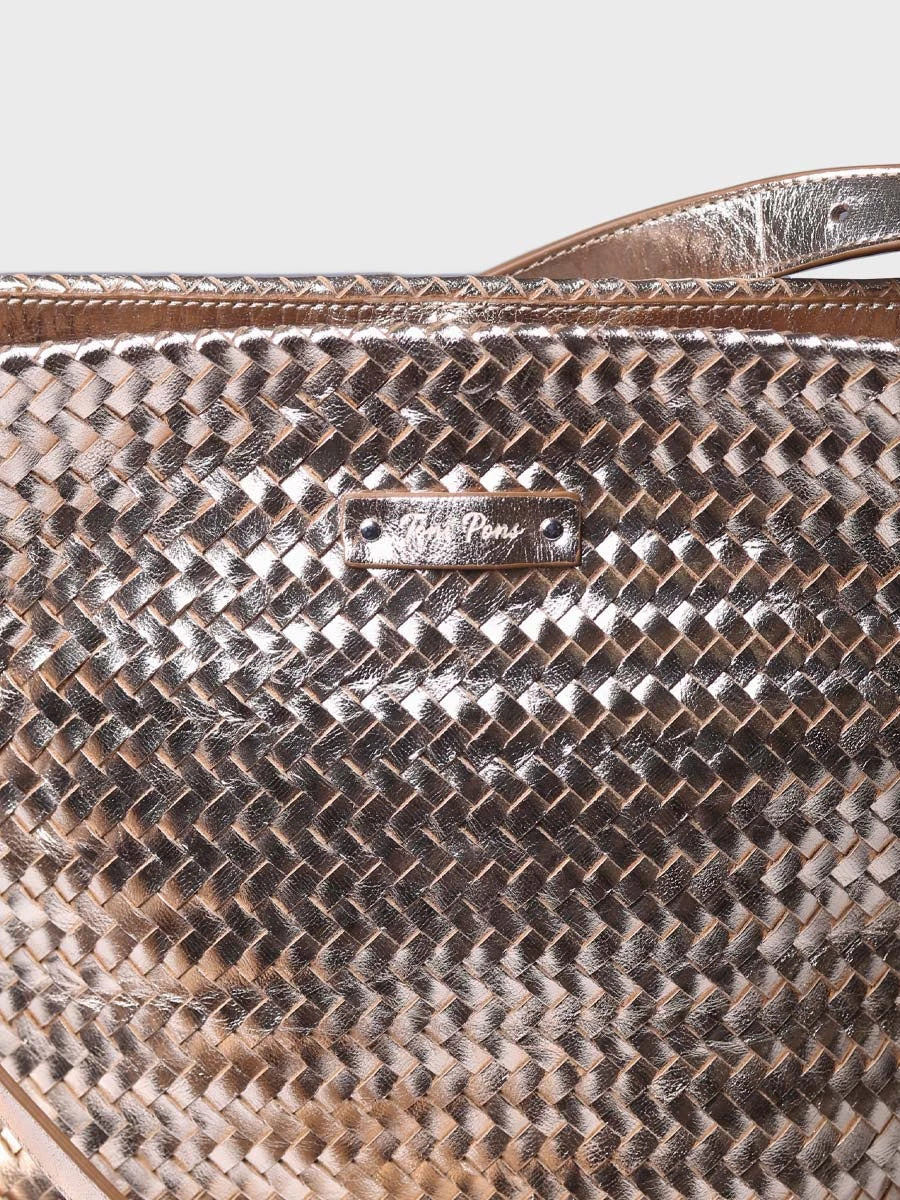 Bolso bombonera en cuero trenzado con tira ajustable | SALLY - Image 3