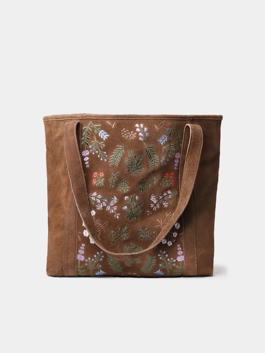 Bolso de mujer en serraje con bordado floral | SIURANA - Image 2