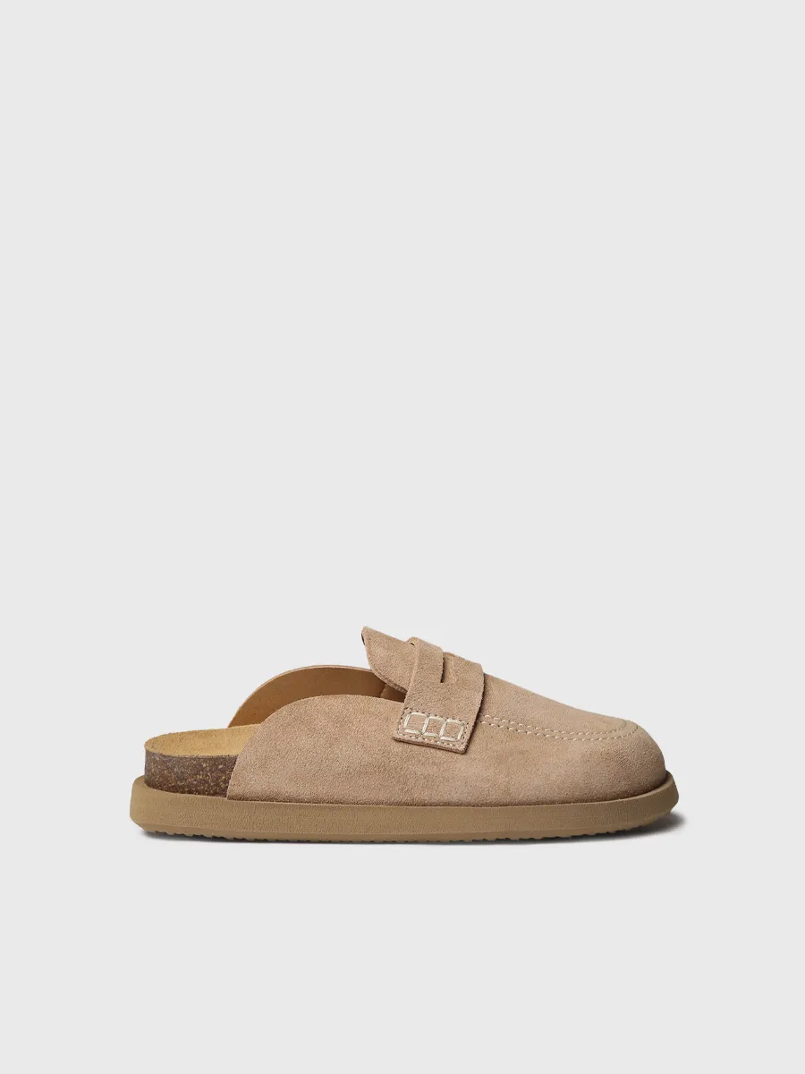 Zueco de mujer en serraje tipo mocasÃn | GREVENA-QT