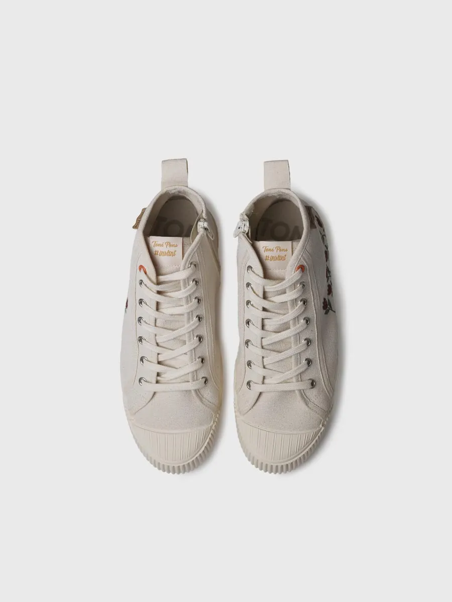 Zapatilla deportiva alta de mujer en algodón reciclado y bordados | GENA-EU - Image 3