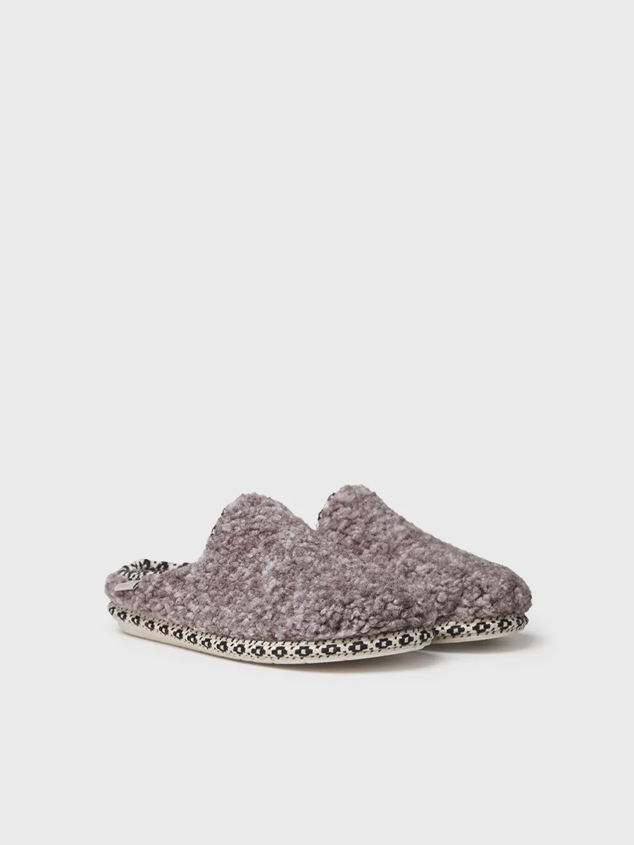 Zapatilla de casa tipo zueco para mujer en borrego | DARLA-SB - Image 2
