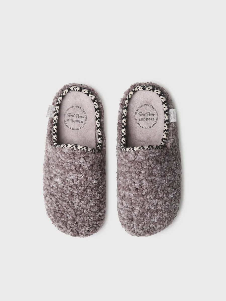 Zapatilla de casa tipo zueco para mujer en borrego | DARLA-SB - Image 3