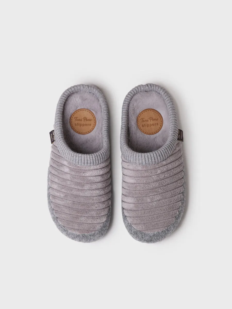 Zapatilla tipo zueco para mujer en fieltro y pelo sintético en Crudo | MALU-OD - Image 3