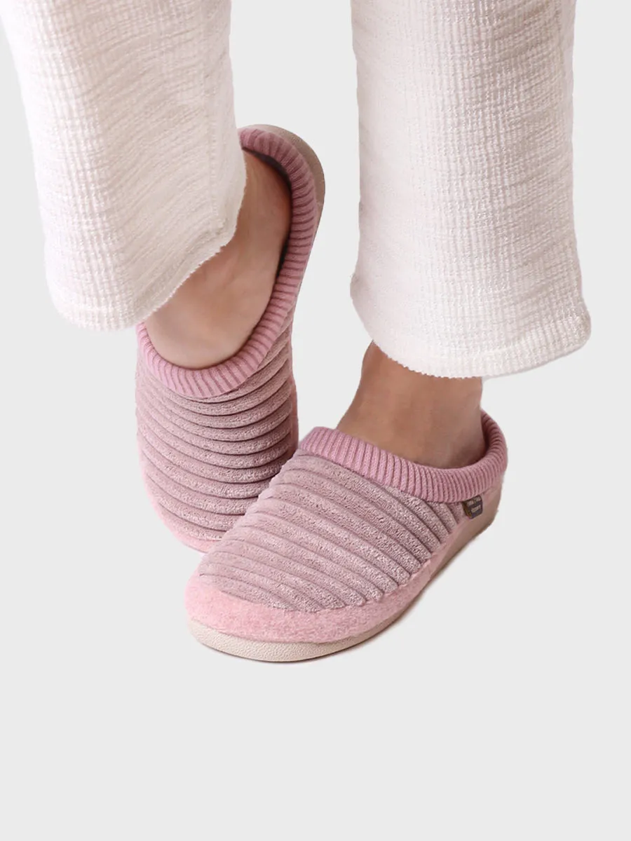 Zapatilla tipo zueco para mujer en fieltro y pelo sintético en Crudo | MALU-OD - Image 4
