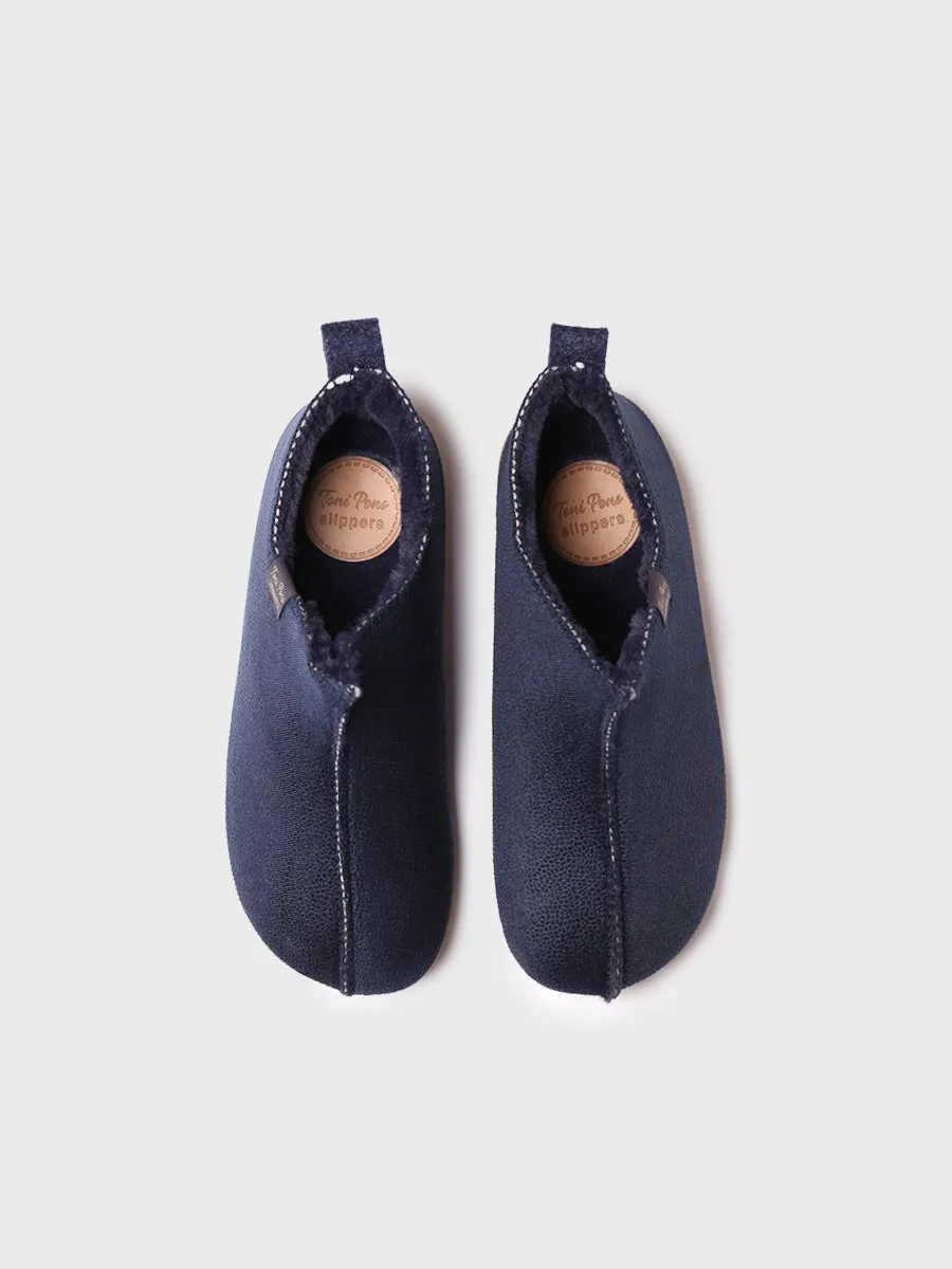Zapatilla de casa abotinada para mujer en piel | MOSCU-BD - Image 3