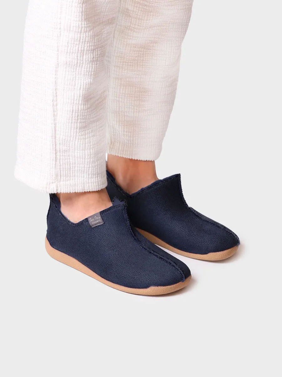 Zapatilla de casa abotinada para mujer en piel | MOSCU-BD - Image 4