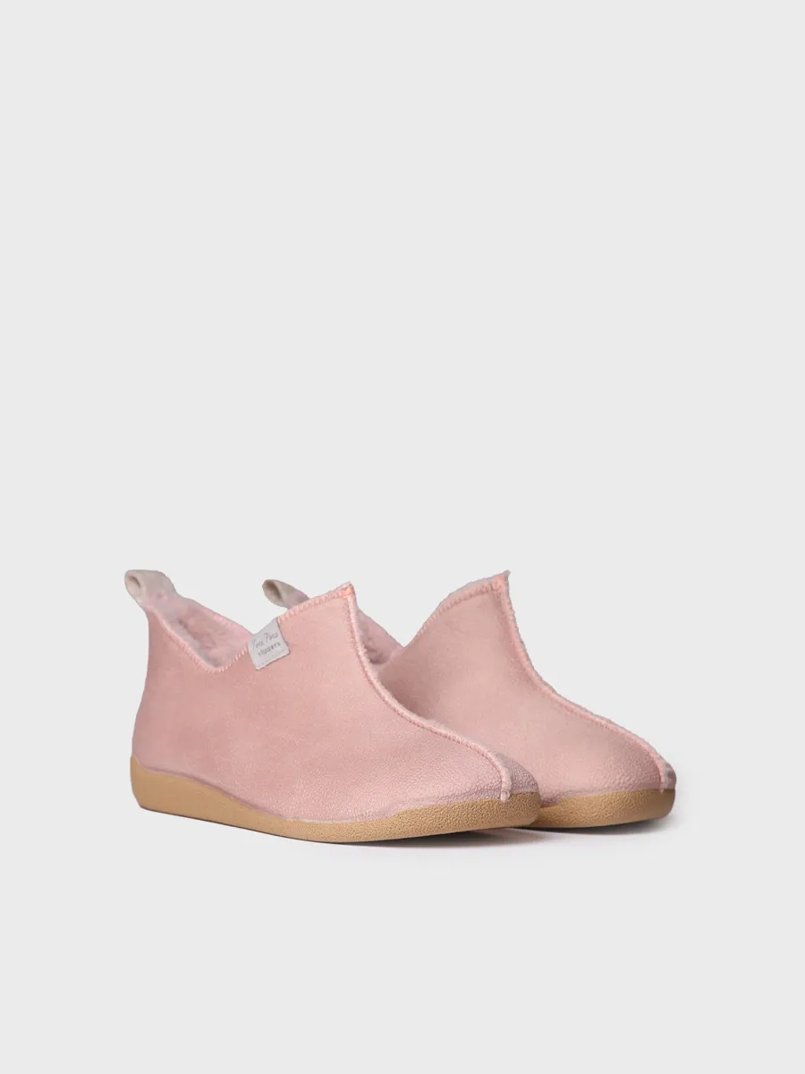 Zapatilla de casa abotinada para mujer en piel | MOSCU-BD - Image 3