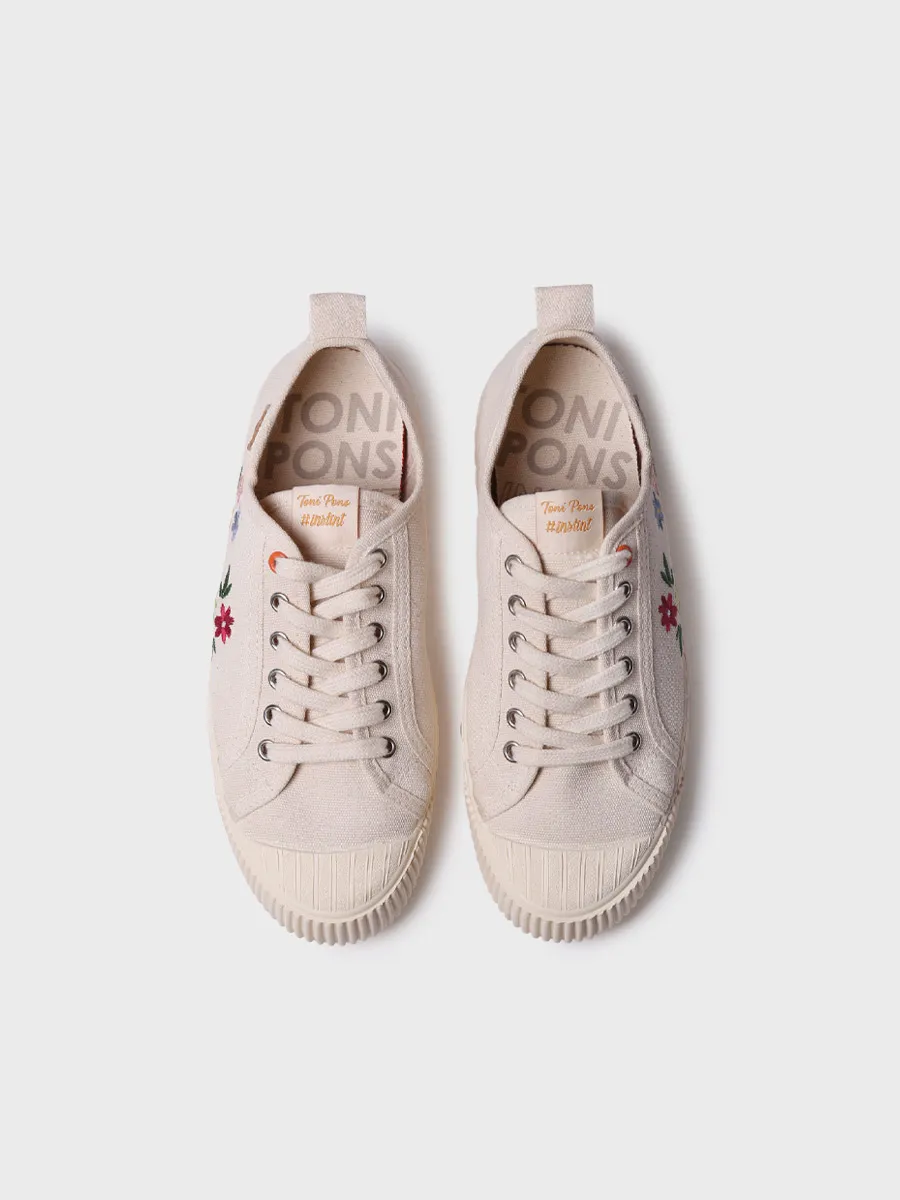 Zapatilla deportiva baja de mujer en algodón reciclado y bordados | GILDA-EJ - Image 3