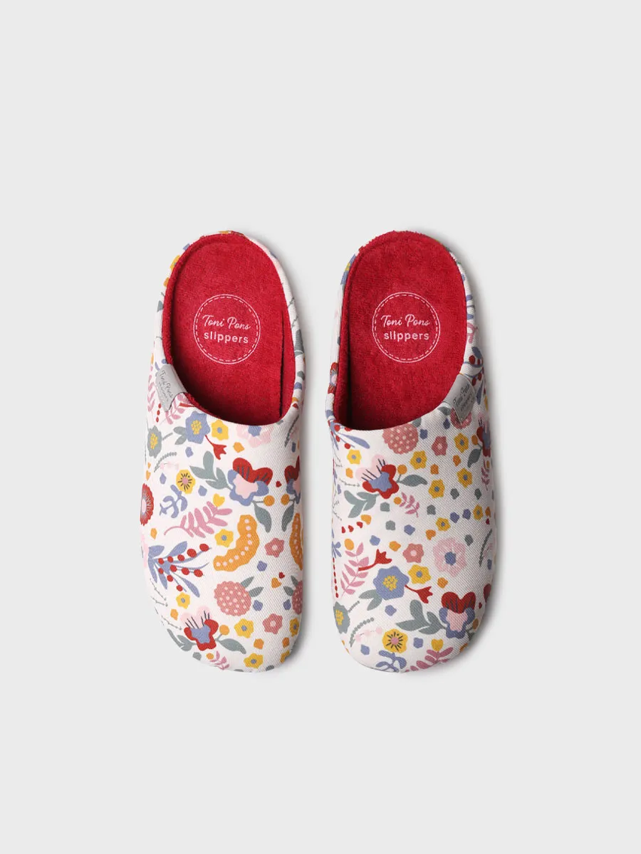 Zapatilla de casa tipo zueco de mujer en algodón estampado | MIMI-TJ - Image 4