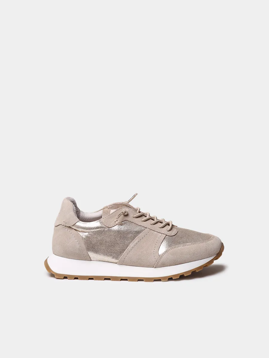 Zapatillas deportivas de piel metalizada y serraje para mujer  | ALICIA