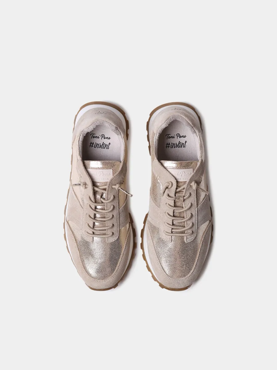 Zapatillas deportivas de piel metalizada y serraje para mujer  | ALICIA - Image 3