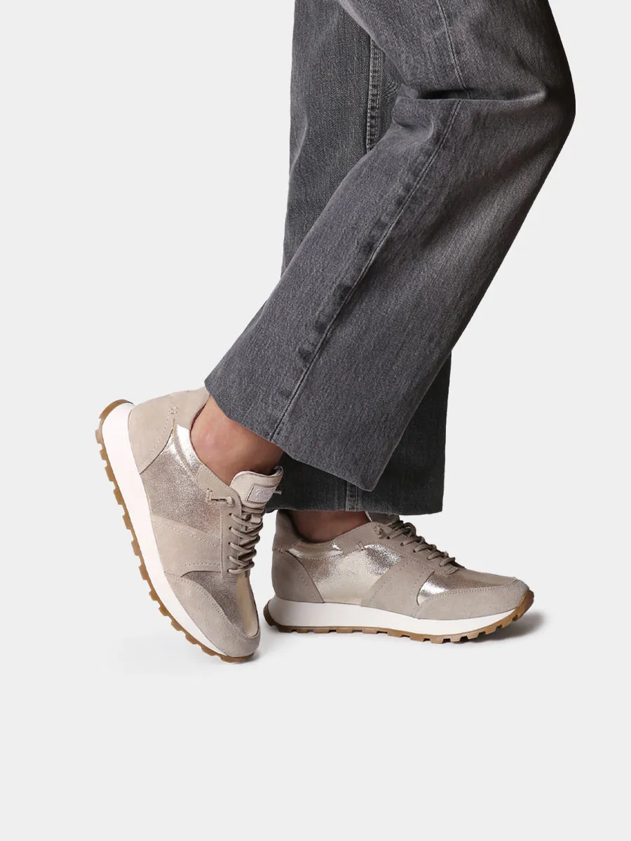 Zapatillas deportivas de piel metalizada y serraje para mujer  | ALICIA - Image 4