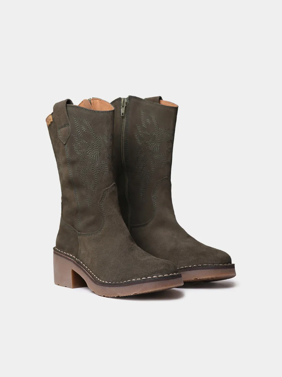 Botines cowboy de mujer en serraje con bordados | ILLINOIS-SY - Image 2