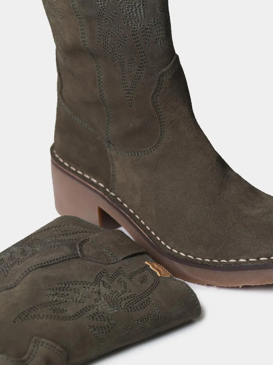 Botines cowboy de mujer en serraje con bordados | ILLINOIS-SY - Image 3