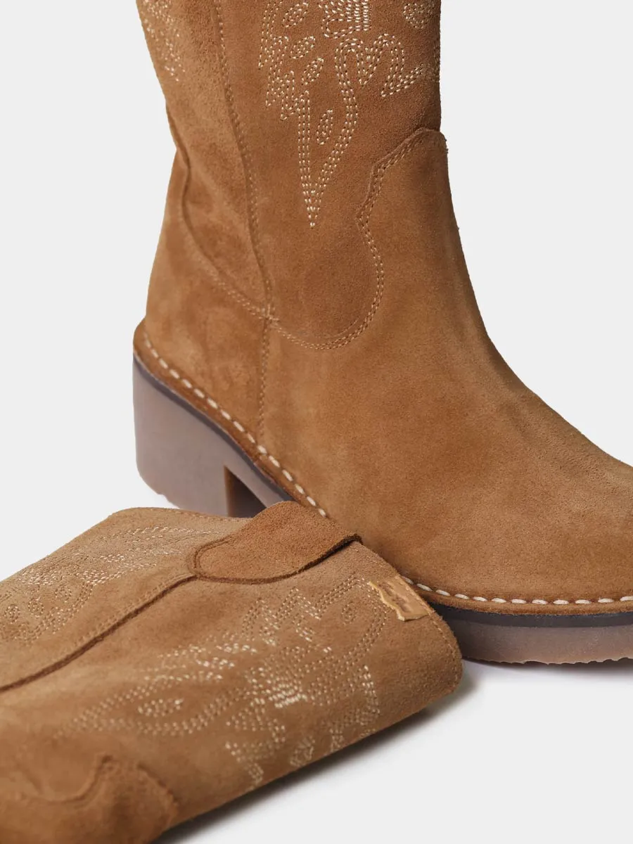 Botines cowboy de mujer en serraje con bordados | ILLINOIS-SY - Image 3