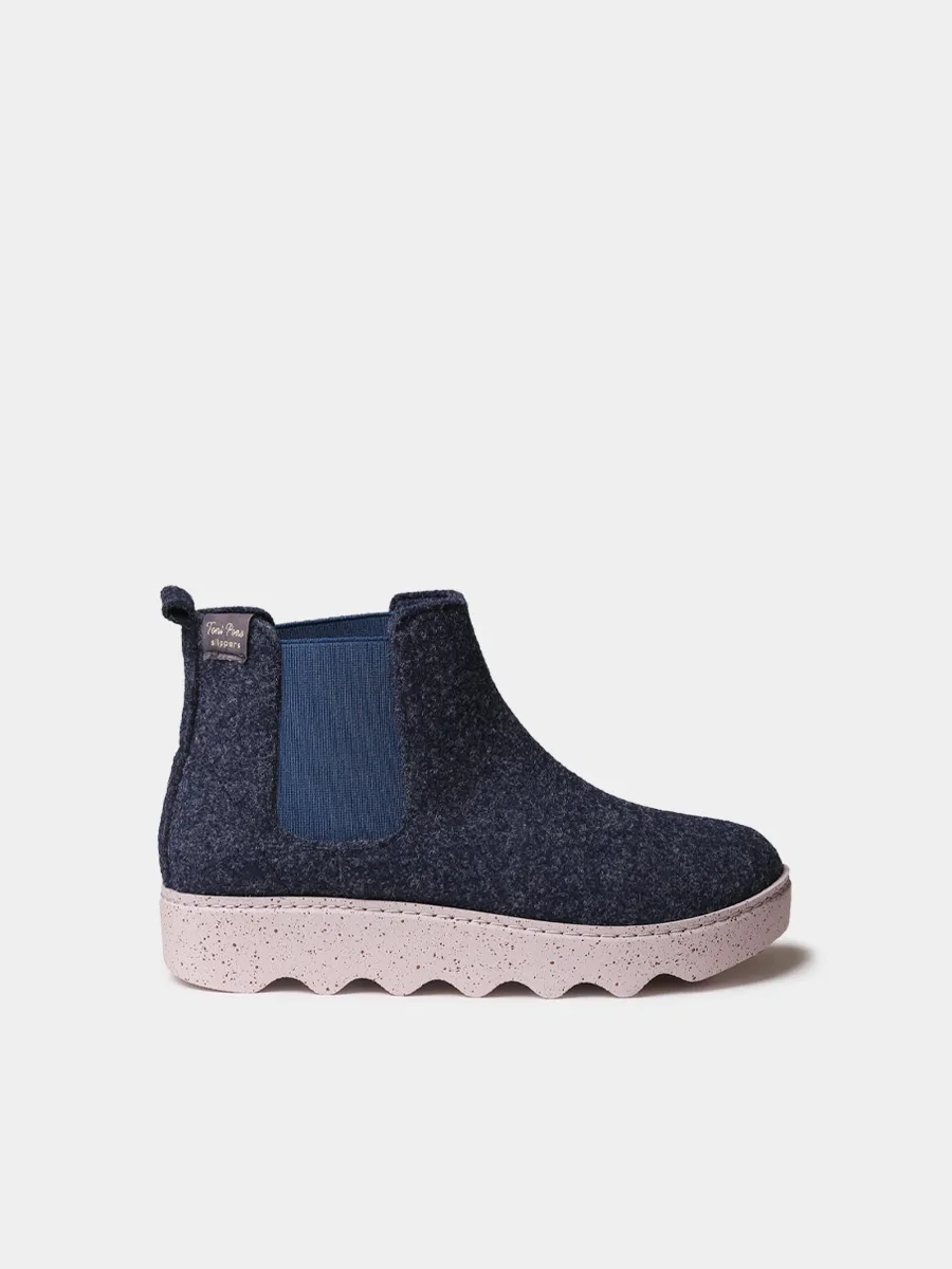 Zapatilla abotinada de fieltro reciclado para mujer | JARA-FR